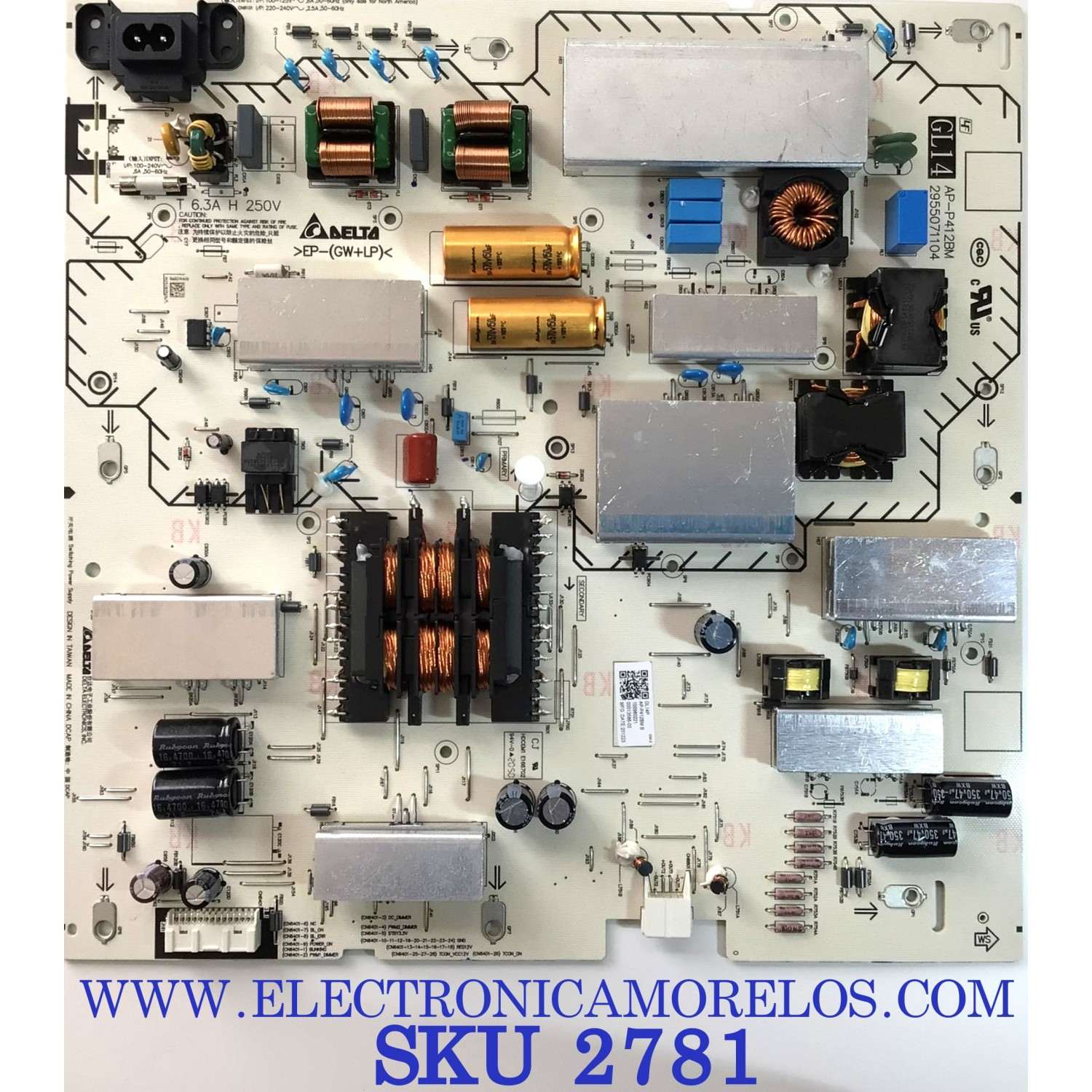 FUENTE DE PODER PARA TV SONY / NUMERO DE PARTE 1-009-802-21 / 100980221 / AP-PA412BM / 2955071104 / T 6.3A H / 100980221 / 00013586-00 / GL14P / MODELO KD-75X80J